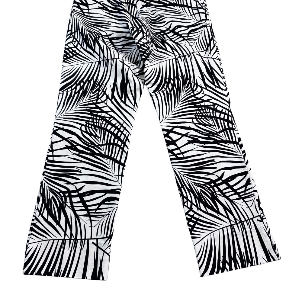 Estelle and Finn Black White Ankle Trousers Women's Size 6 Palm Print Made in NY - Picture 11 of 16